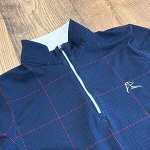 Women’s Rhoback Navy with Red Grid Pattern Q-Zip